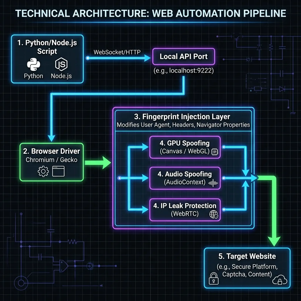 AdsPower vs Multilogin browser fingerprint injection architecture diagram