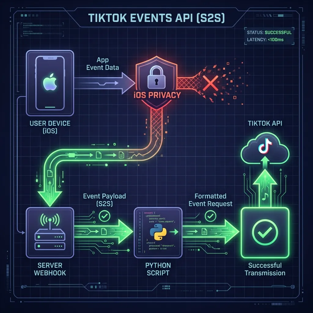 TikTok Events API S2S Architecture Diagram